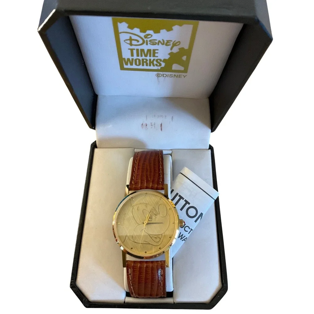 Vintage Disney Time Works Mickey Mouse Watch Gold Tone Classic Disneycore Gift